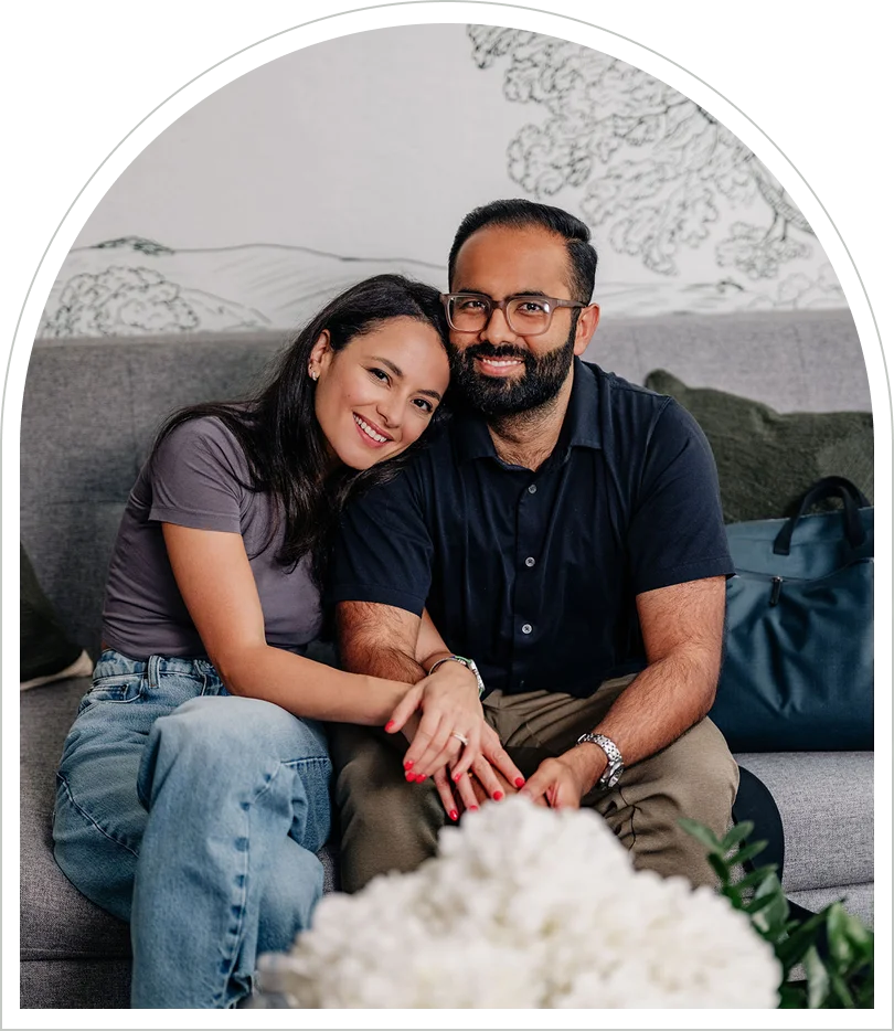 A couple relaxing together in the Enamyl Dentistry lounge in Arlington
